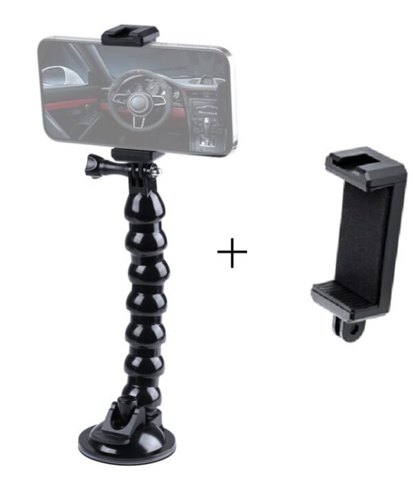 Extended Suction Cup Jaws Flex Clamp Mount with Cold Shoe Phone Clamp, Extended Suction Cup Mount with Cold Shoe Phone Clamp