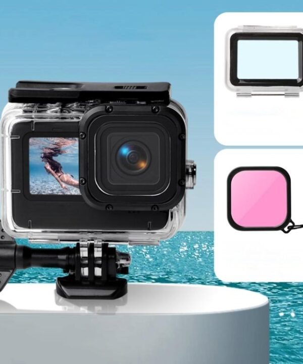 Waterproof Case + Touch Back Cover + Color Lens Filter for GoPro HERO10 Black / HERO9 Black, Case + Touch Cover + Pink Filter for GoPro9, Case + Touch Cover + Purple Filter for GoPro9, Case + Touch Cover + Red Filter for GoPro9