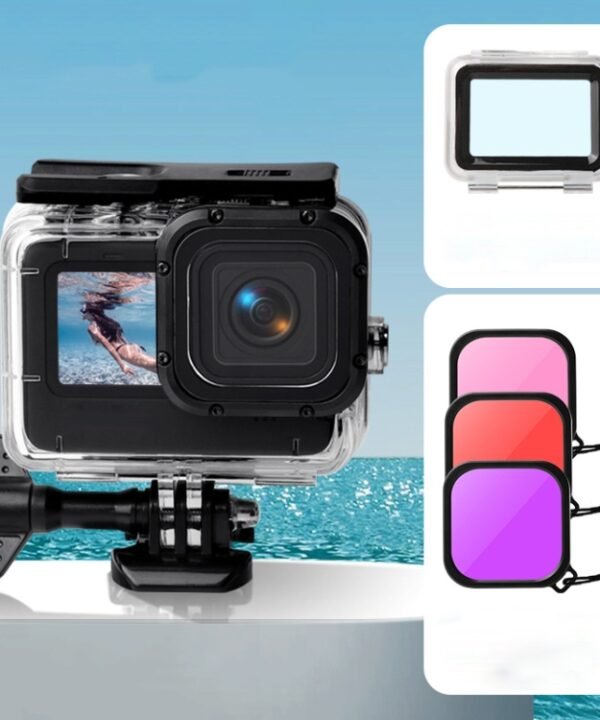 Waterproof Case + Touch Back Cover + Purple Red Pink Lens Filter for GoPro HERO10 Black / HERO9 Black