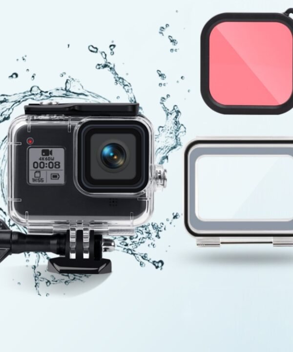 45m Waterproof Case + Touch Back Cover + Color Lens Filter for GoPro HERO8 Black, Case + Touch Cover + Pink Filter for GoPro8, Case + Touch Cover + Purple Filter for GoPro8, Case + Touch Cover + Red Filter for GoPro8
