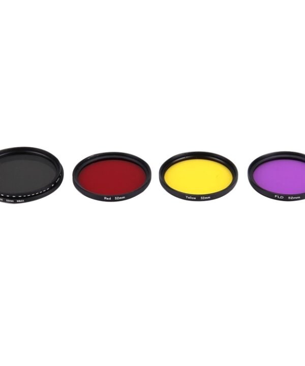 JUNESTAR 4 in 1 Proffesional 52mm Lens Filter(ND2-400 + Red + Yellow + FLD / Purple) for GoPro HERO5 / 4s / 4 / 3+ / 3 / 2 & Xiaomi Xiaoyi Yi I / II 4K & SJCAM Sport Action Camera