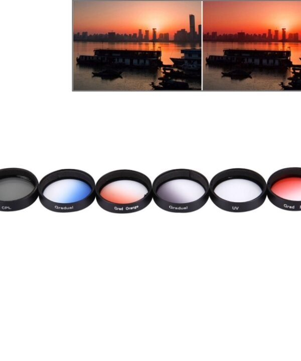 JUNESTAR 6 in 1 Professional 34mm Lens Filter(CPL + UV + Gradual Red + Gradual Orange + Gradual Blue + Gradual Grey) for DJI Phantom 3 & 4