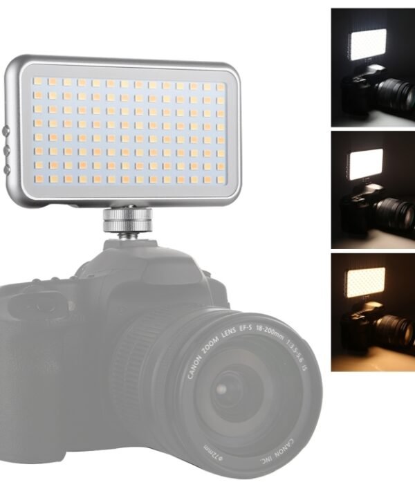 LED-013 Pocket 112 LEDs Professional Vlogging Photography Video & Photo Studio Light with OLED Display & Cold Shoe Adapter Mount for Canon / Nikon DSLR Cameras