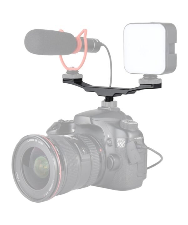 YELANGU YLG0702A Dual Cold Hot Shoe Mount Adapter Aluminum Alloy Extension Bracket, Dual Cold Hot Bracket
