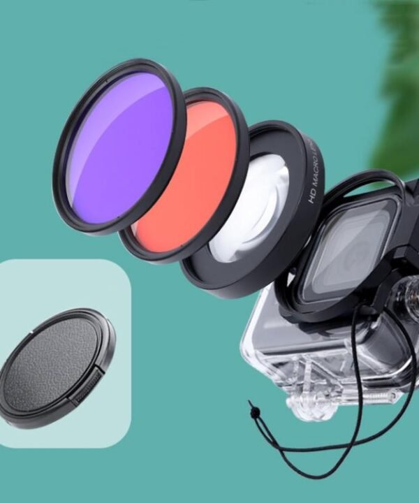 RUIGPRO for GoPro HERO8 58mm 16X Macro Lens + Red/Purple Diving Lens  Filter + Dive Housing Waterproof Case Kits with Filter Adapter Ring & Lens Cap
