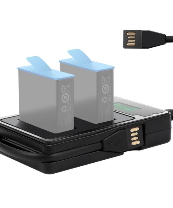 LCD Screen Dual Batteries Charger with Displays Charging Capacity for GoPro HERO9 Black / HERO10 Black, Displays Charging Capacity