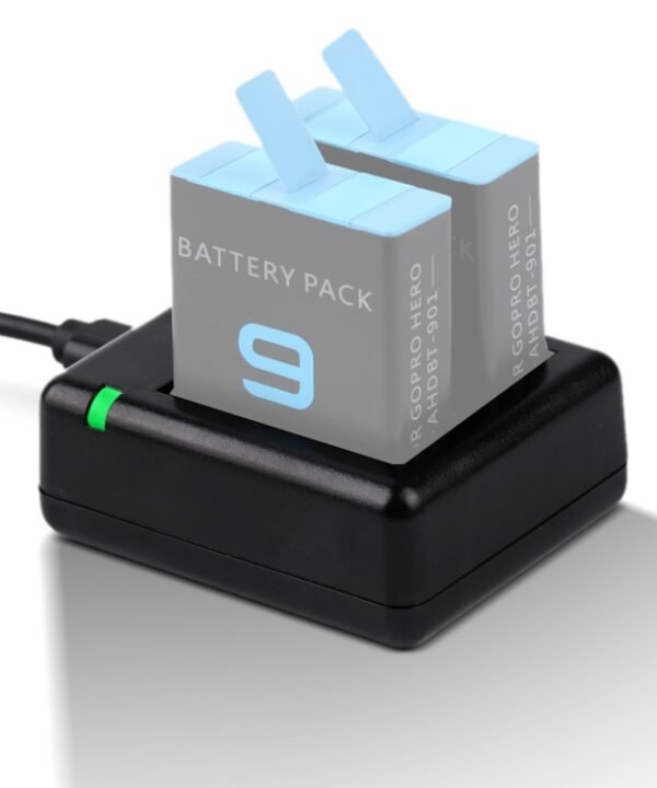 USB Dual Batteries Charger with Cable & Indicator Light for GoPro HERO9 Black / HERO10 Black / HERO11 Black / HERO12 Black, For GoPro HERO9 Black