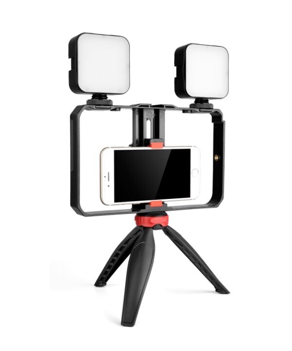 YELANGU PC203 YLG1801C Vlogging Live Broadcast LED Selfie Light Smartphone Video Rig Handle Stabilizer Plastic Bracket Tripod Kits