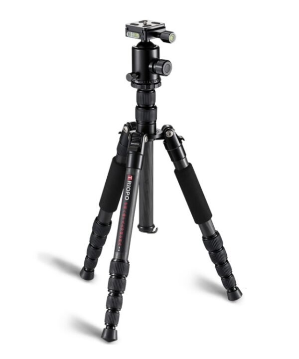 TRIOPO T259G+Q2 Adjustable Portable Carbon Fiber Tripod with Q-2 Ball Head for SLR Camera