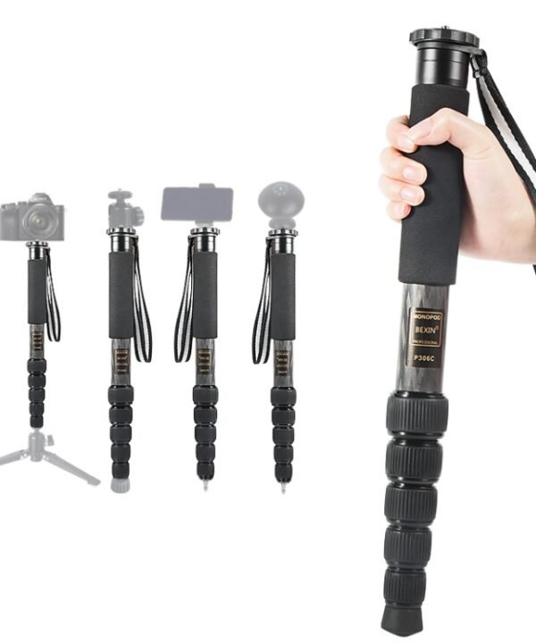 BEXIN P306C Portable Travel Outdoor DSLR Camera Carbon Fiber Monopod Holder, P306C