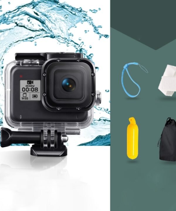 For GoPro HERO8 Black 45m Waterproof Housing Protective Case with Buckle Basic Mount & Screw & Floating Bobber Grip & Strap & Anti-Fog Inserts, Transparent HERO8 Case