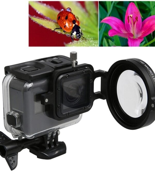 For GoPro HERO5 Sport Action Camera Professional 58mm 16X Macro Lens Close-up Filter with Lens Base & Adapter Ring & Lens Protective Cap & Anti-lost Hand Strap & Cleaning Cloth