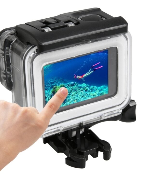 For GoPro HERO5 30m Waterproof PC & ABS Housing Protective Case + Touch Back Cover with Buckle Basic Mount & Long Screw, Backcover Size: 7 x 6 cm