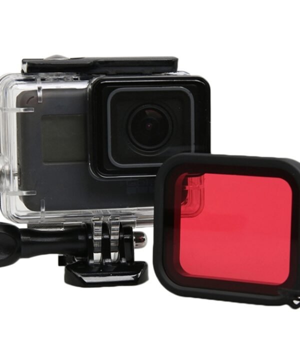 For GoPro HERO5 30m Waterproof PC & ABS Housing Protective Case + Camera Lens Red Quadrate Filter with Buckle Basic Mount & Long Screw & Anti-lost Hand Strap