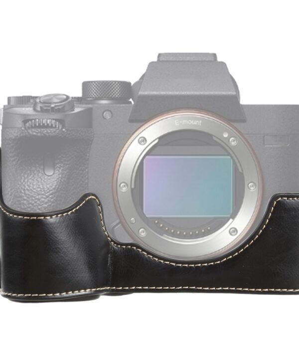 1/4 inch Thread PU Leather Camera Half Case Base for Sony ILCE-7RM4 / A7RM4 / A7R IV, For Sony ILCE-7RM4