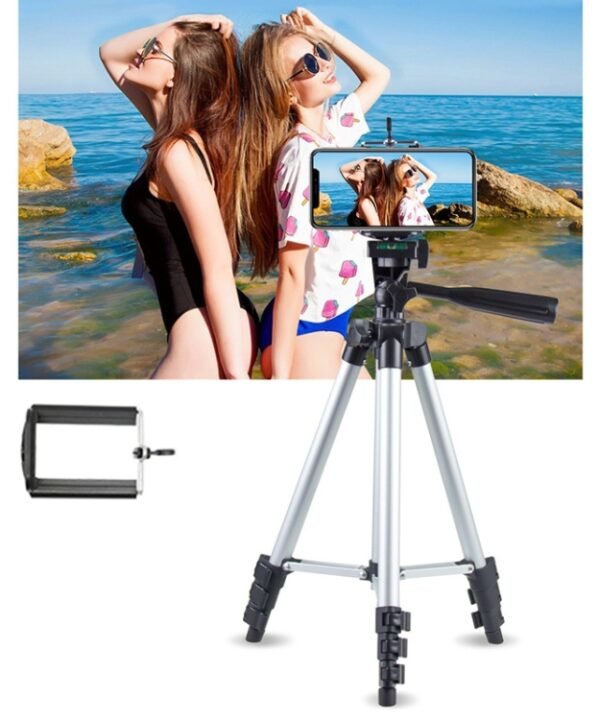 Live Broadcast Tripod 4-Section Folding Legs Aluminum Alloy Tripod Mount with U-Shape Three-Dimensional Tripod Head for DSLR & Digital Camera, Adjustable Height: 35-106cm