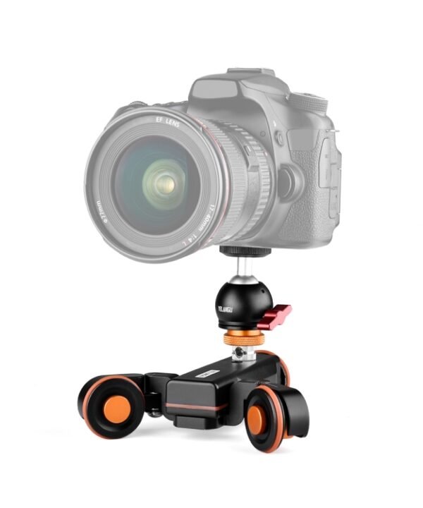YELANGU L4X-BC Camera Wheel Dolly II Electric Track Slider 3-Wheel Video Pulley Rolling Dolly Car with Ballhead, Load: 3kg, L4X-BC