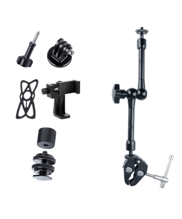 11 inch Adjustable Friction Articulating Magic Arm + Large Claws Clips with Phone Clamp, 11 inch Magic Arm + Claws Clips with Phone Clamp