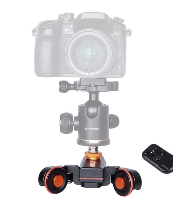 YELANGU L4X Camera Wheel Dolly II Electric Track Slider 3-Wheel Video Pulley Rolling Dolly Car with Remote Control for DSLR / Home DV Cameras, GoPro, Smartphones, Load: 3kg