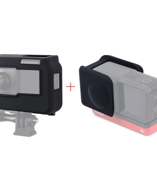 For Insta360 One R Panoramic Camera with Frame Shockproof Silicone Protective Case with Lens Cap Cover, Panoramic  Case + Lens Cap