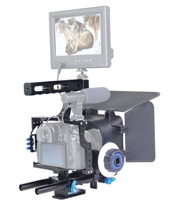 YELANGU YLG1105A Handle Video Camera Cage Stabilizer Kit with Matte Box & Follow Focus for Panasonic Lumix DMC-GH4 & G7 / Sony A7 & A7S & A7R & A7RII & A7SII