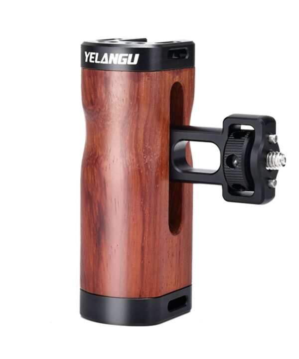 YELANGU LW-B01-2 Side Wooden Handle Handgrip with Cold Shoe for LW-B01 Camera Cage