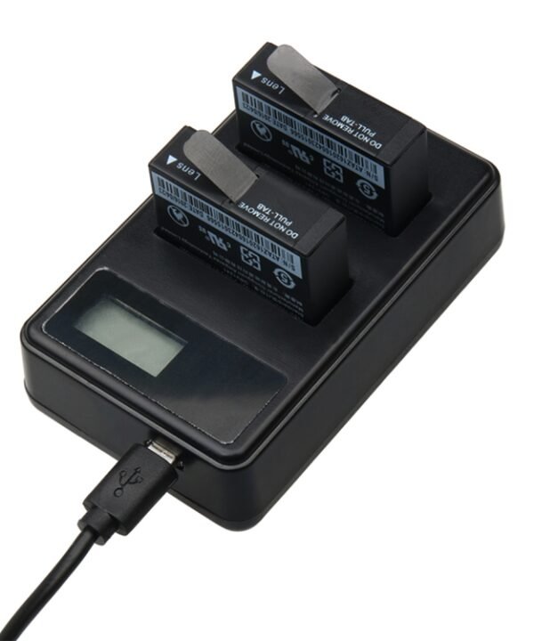 LCD Screen Dual Batteries Charger with USB Cable for Xiaoyi 4K Sport Camera, Displays Charging Capacity (XM47)