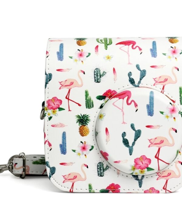Flamingo Cactus Pattern PU Leather Protective Camera Case Bag For FUJIFILM Instax Mini 7S / 7C Camera