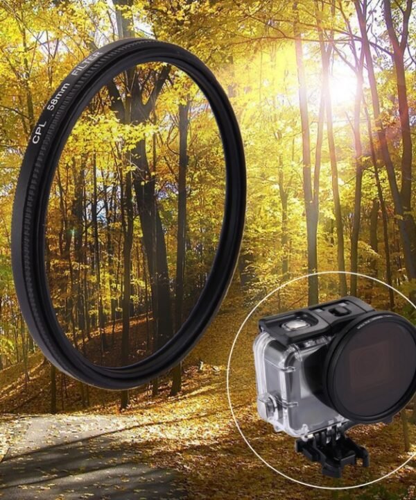 58mm 3 in 1 Round Circle CPL Lens Filter with Cap for GoPro HERO7 Black/6 /5