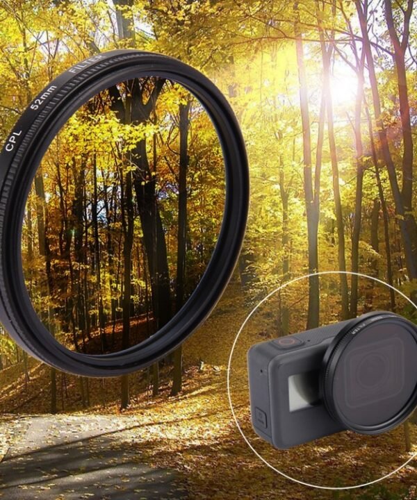 52mm 3 in 1 Round Circle CPL Lens Filter with Cap for GoPro HERO7 Black/6 /5