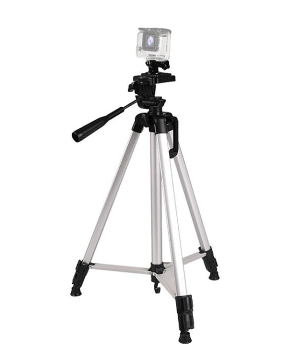 Live Broadcast Tripod 3-Section Folding Legs Aluminum Alloy Tripod Mount with U-Shape Three-Dimensional Tripod Head & Phone Clamp for DSLR & Digital Camera, Adjustable Height: 47.5-133cm