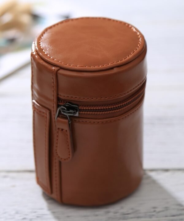 Small Lens Case Zippered PU Leather Pouch Box for DSLR Camera Lens, Size: 11x8x8cm, 11 x 8cm (Brown), 11 x 8cm (Coffee), 11 x 8cm (Black)