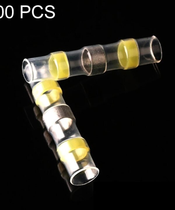 100 PCS AWG12-10 4-6mm Seal Heat Shrink Butt Wire Connectors Yellow Terminals Solder Sleeve, 4-6mm Yellow