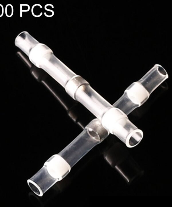 100 PCS AWG26-24 0.25-0.34mm Seal Heat Shrink Butt Wire Connectors White Terminals Solder Sleeve, 0.25-0.34mm White