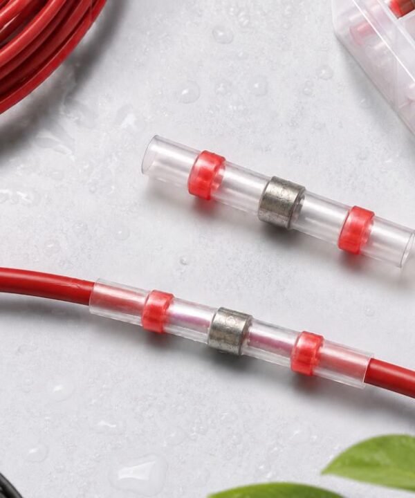 100 PCS AWG22-18 0.5-1.5mm Seal Heat Shrink Butt Wire Connectors Red Terminals Solder Sleeve, 0.5-1.5mm Red