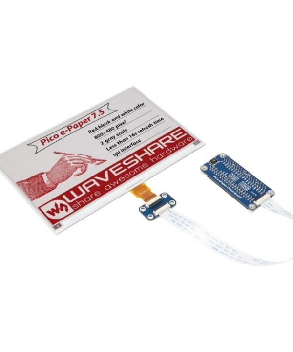Waveshare 7.5 inch 800x480 Pixel Red Black White E-Paper E-Ink Display Module (B) for Raspberry Pi Pico, SPI Interface