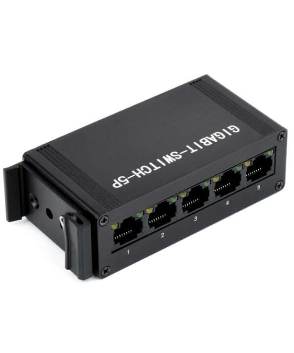 Waveshare Industrial 5P Gigabit Ethernet Switch, Full-Duplex 10/100/1000M, DIN Rail Mount