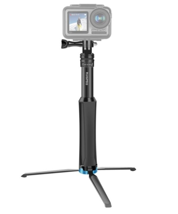 RUIGPRO One-piece Handheld Tripod Selfie Stick Telescopic Monopod Mount for DJI, Insta360, GoPro and Other Action Cameras, Black)
