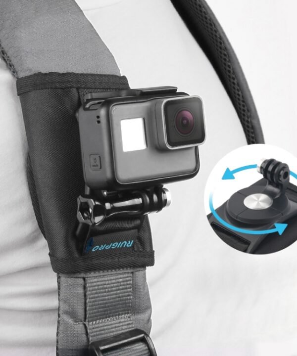 RUIGPRO Hook and Loop Fastener Backpack Rec-Mounts Clip Clamp Mount with Screw for GoPro, Insta360, DJI and Other Action Cameras, Hook and Loop Fastener Clip