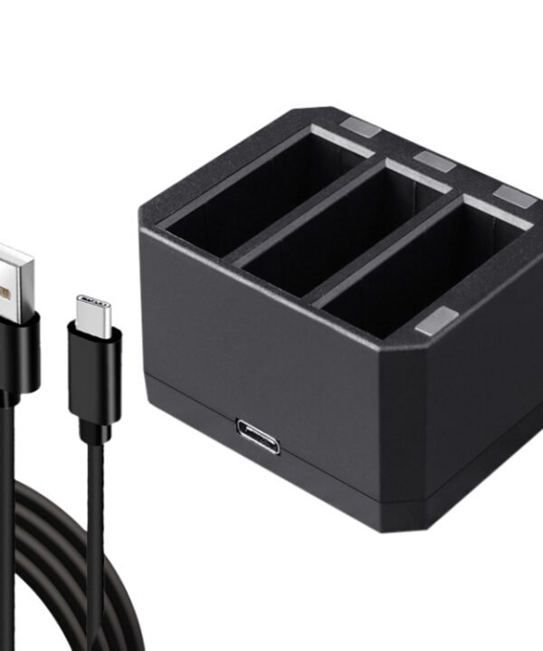 USB Triple Batteries Charger with LED Indicator Light for DJI OSMO Action, Charger