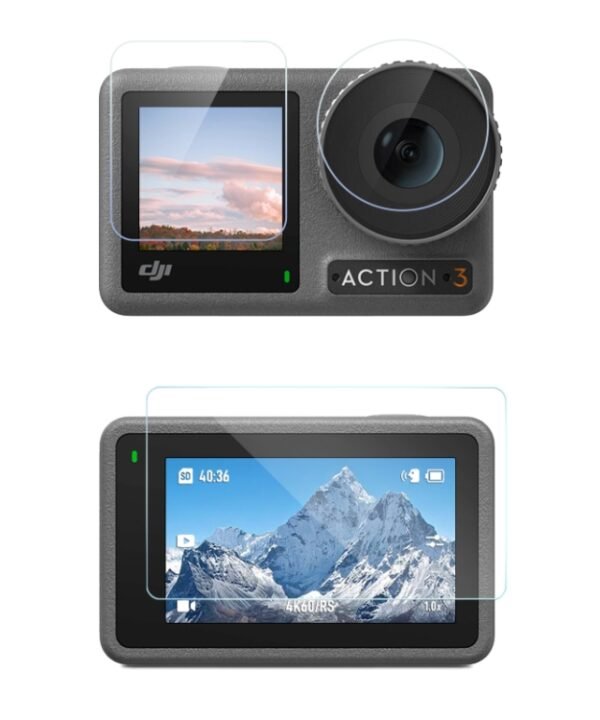 For DJI Osmo Action 3 3-in-1 Lens Front and Back Screen Diamond Explosion-proof Film