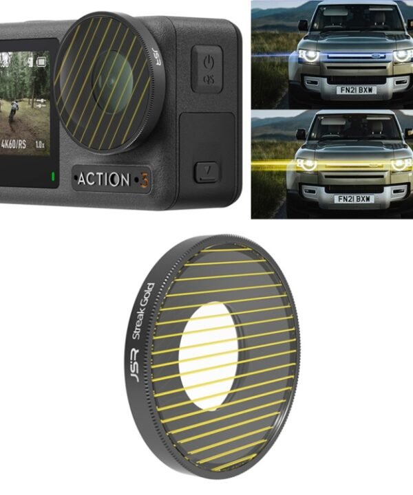 JSR Streak Drawing Lens Filter For DJI Osmo Action 3, Streak Gold, Streak Blue