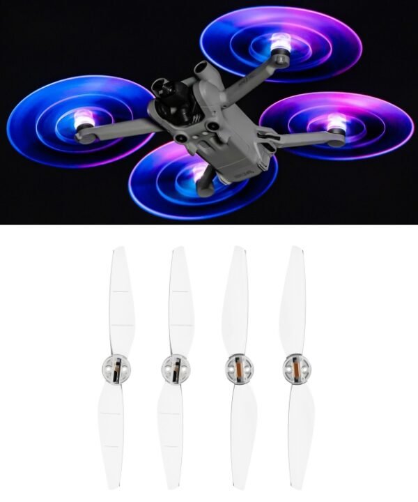 For DJI Mini 4 Pro / Mavic Mini 3 Pro STARTRC 2 Pairs Color LED Flash Lamp Low Noise Propellers, For DJI Mavic Mini 3 Pro