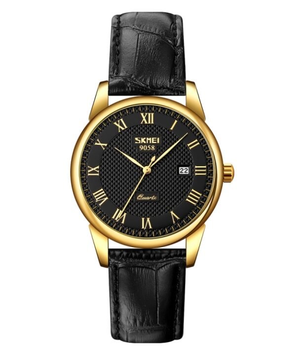 SKMEI 9058 Multifunctional Outdoor Fashion Waterproof Gold Shell Quartz Wrist Watch, Women Style Black Face Black Strap, Women Style Silver Face Brown Strap, Women Style Gold Face Brown Strap, Men Style Silver Face Brown Strap...