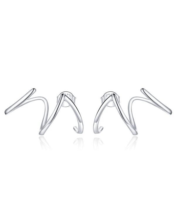 S925 Sterling Silver Simple Style Lines Women Earrings