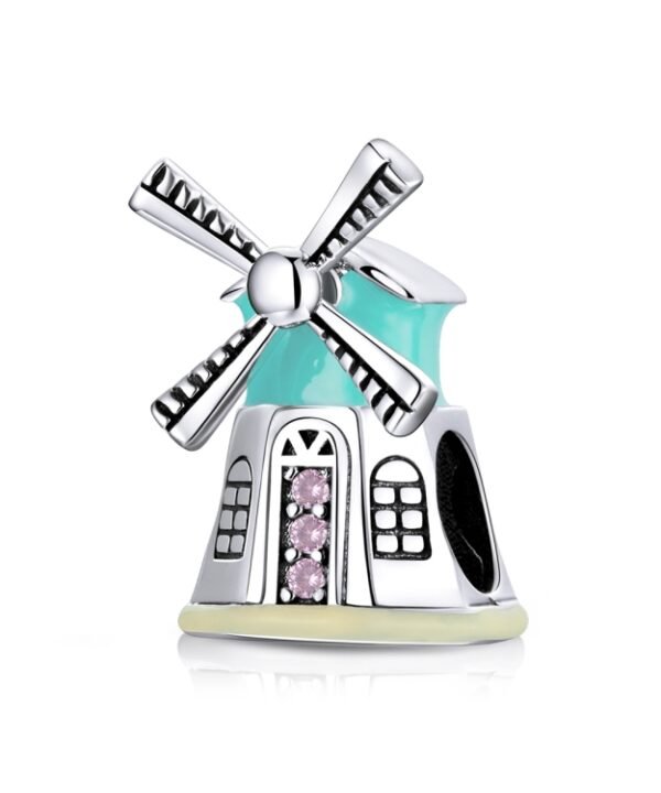 S925 Sterling Silver Dutch Windmills Beads DIY Bracelet Necklace Accessories