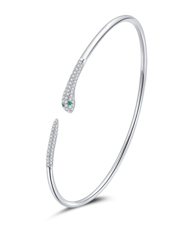 S925 Sterling Silver Snake Open Bracelet  Women Jewelry