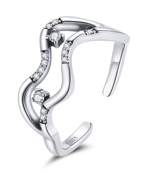 S925 Sterling Silver Galaxy Stars Women Open Ring