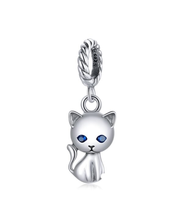 S925 Sterling Silver Cute Cat Pendant DIY Bracelet Necklace Accessories