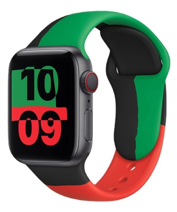 Black Unity Silicone Sports Watch Band For Apple Watch Series 7 41mm / 6 & SE & 5 & 4 40mm / 3 & 2 & 1 38mm
